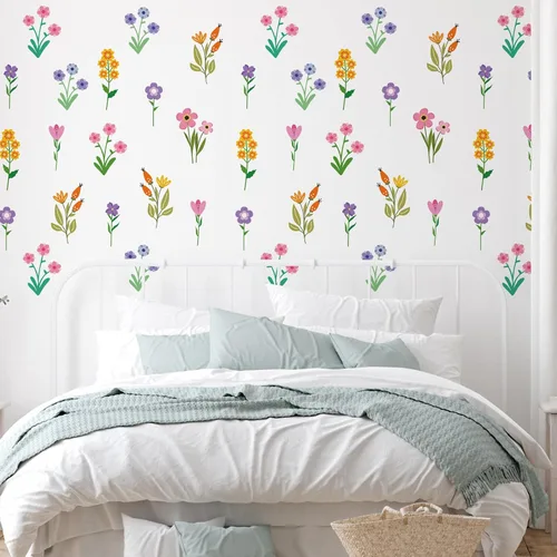 Vista 2 de Zonon 6 calcomanías de pared de flores, calcomanías para despegar y pegar