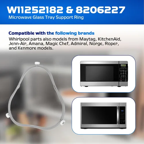 Vista 4 de W11252182 8206227 Anillo de soporte para plato giratorio de microondas, para piezas de microondas Whirlpool, soporte de bandeja de vidrio compatible