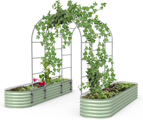 Vista 14 de Vego Garden Sistema modular de enrejado arqueado de 1.5 pies de largo para todas las camas de jardín clásicas para plantas trepadoras como frijoles