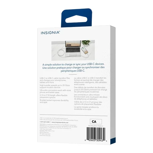 Vista 22 de Insignia Cable trenzado USB-C a USB-C (5 pies, morado claro)