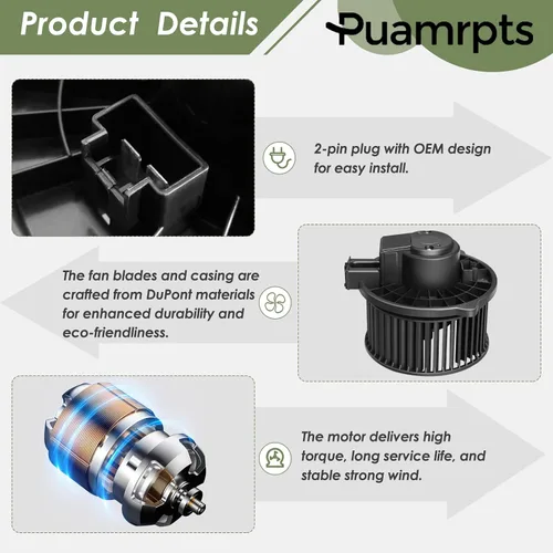 Vista 4 de Motor soplador de calentador de CA compatible con vehículos Subaru, Forester 2014-2018, Impreza 2012-2016, WRX 2015-2021 - Reemplazar # 72223-FJ001