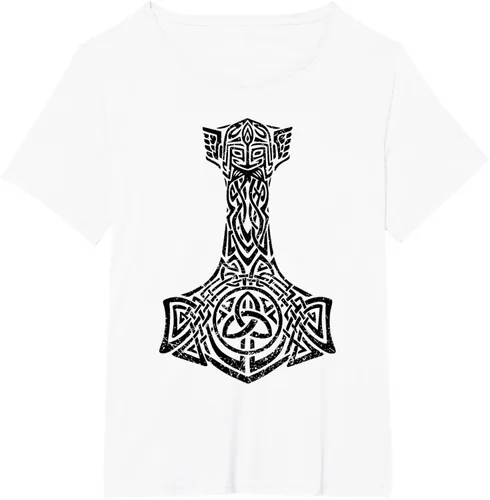 Vista 12 de Thor's Hammer Mjolnir - Camiseta de mitología nórdica vikinga, Gris