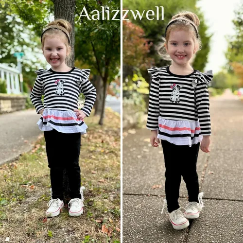 Vista 3 de Aalizzwell Ropa de otoño para niña pequeña, peplum tops y pantalones