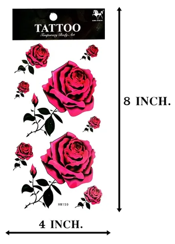 Vista 2 de ONCEX - Rosas de hoja de Temporary Tattoos para hombres y mujeres, diseño realista, hermosa flor de rosa, día de San Valentín, caricatura, tatuaje