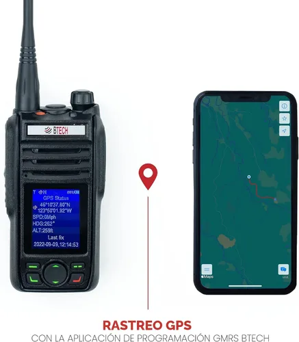 Vista 3 de BTECH GMRS-PRO - Radio GMRS de largo alcance de 5 W - IP67 impermeable, Bluetooth VOX, GPS, mensajes de texto, NOAA, brújula, escáner de doble