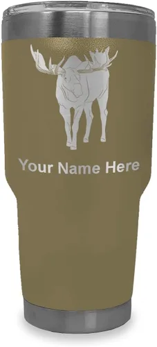 Vista 24 de LaserGram Vaso aislado al vacío de 20 onzas, alce, grabado personalizado incluido (negro)