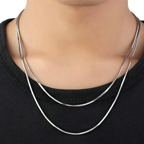 Vista 5 de Wholesale Lots - Collar unisex de plata de ley 925 con cadena de serpiente, accesorios de joyería para bricolaje, Metal