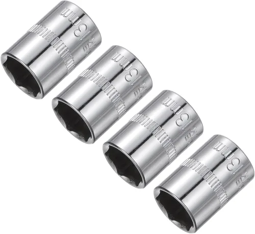 Vista 7 de uxcell 4 Pcs 1/4-Inch Drive 0.197 in 6-Point Zócalo poco profundo, métrico, acero con cromado