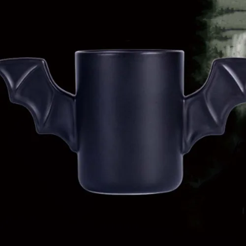 Vista 9 de Taza de café de cerámica formada murciélago creativo, tazas de agua con diseños peculiares, tazas de té de moda (murciélago)