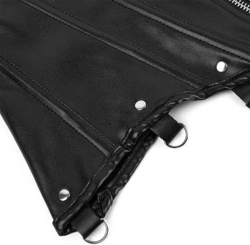 Vista 6 de Kranchungel - Corsé de cuero estilo steampunk para mujer Corsés góticos de cuero sintético para Halloween, disfraz, sesión de fotos para amantes
