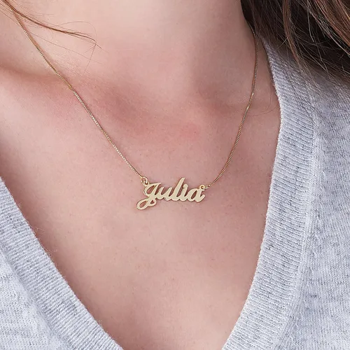 Vista 4 de MyNameNecklace - Collar personalizado con nombre grabado, diseño de metales preciosos, plata esterlina 925 y chapado en oro