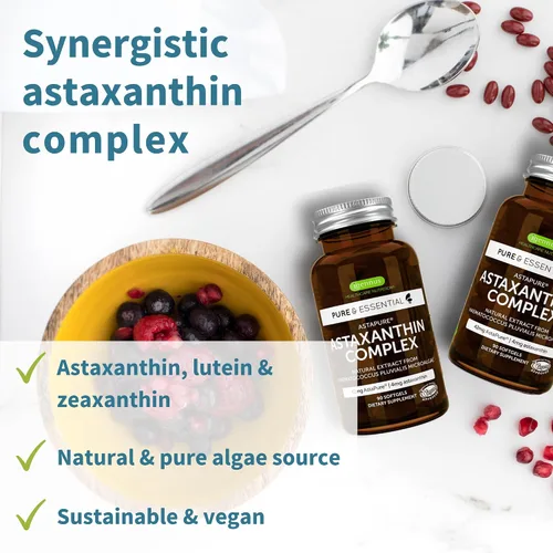 Vista 2 de Igennus - Polvo de proteína de colágeno de vainilla vegana + paquete vegano de complejo de astaxantina, fórmula estimulante de colágeno + 4 mg de H.