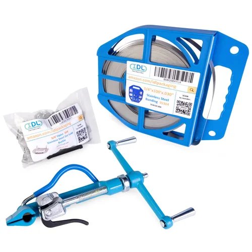 Vista 8 de IDL Packaging Kit de bandas de acero inoxidable 201 de 1/2 pulgada, herramienta de bandas de alta resistencia + bobina de bandas de acero inoxidable