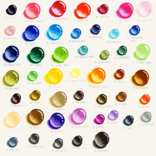 Vista 2 de Kuretake Clean pincel de color real para acuarela pincel de plumas (juego de 48 colores)
