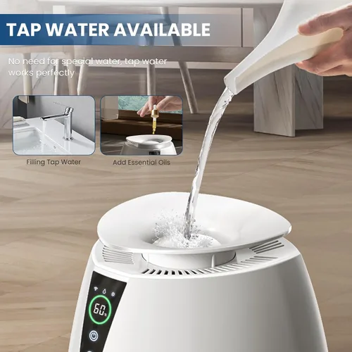 Vista 3 de Humidificadores para habitación grande, 5 L, humidificador sin niebla para plantas de bebé, purificadores de aire de llenado superior silencioso