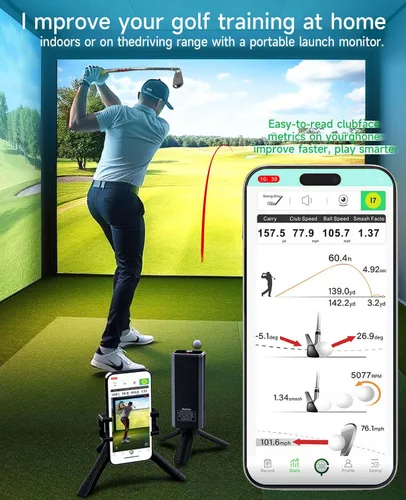 Vista 4 de Monitor de lanzamiento de golf portátil Pro X1 Plus, simuladores para hogar y entrenamiento, monitor de lanzamiento móvil para análisis de swing