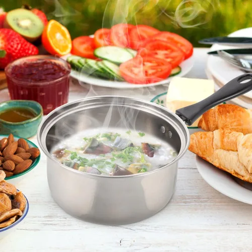 Vista 9 de PRETYZOOM Cacerola multiusos, cacerola de leche, olla de cocina de alimentos, tapa antiadherente, fácil de limpiar
