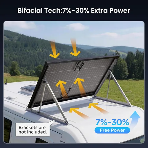 Vista 5 de 420W (2x210W) tipo N 16BB panel solar bifacial, VMP 34.2V cada uno