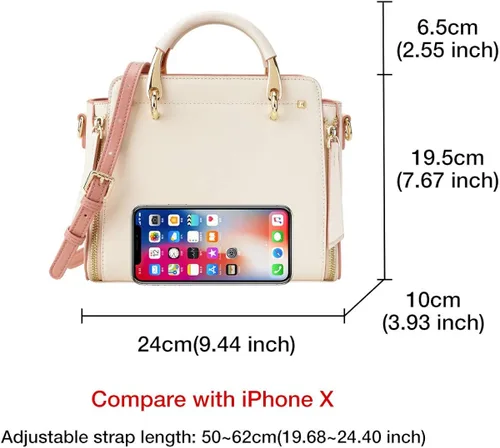 Vista 2 de Bolsos de cuero para mujer, con asa superior y correa ajustable