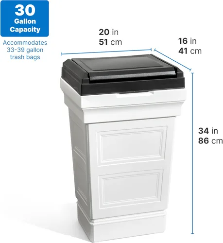Vista 6 de Step2 Atherton Contenedor Grande de Basura, Bote de Basura para Interior/Exterior con Tapa, Resistente a la Intemperie, Fabricado con Plástico