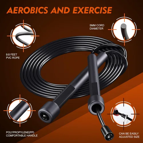 Vista 4 de Paquete de 14 cuerdas ajustables de PVC para entrenamiento cardiovascular, cuerda de saltar versátil para mujeres, hombres y niños, regalo