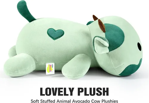 Vista 5 de Onsoyours Lindo peluche de vaca, suave peluche de aguacate amoroso, juguete de peluche esponjoso, almohada de aguacate, regalo para niños