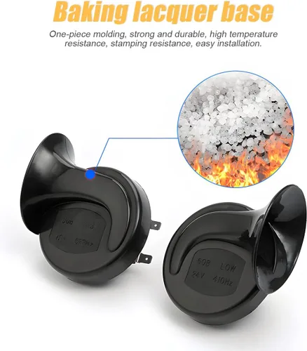 Vista 3 de 2 piezas de bocinas de tren súper fuertes, bocina doble de aire eléctrico de caracol para coche, kit de reemplazo de bocinas de aire impermeables