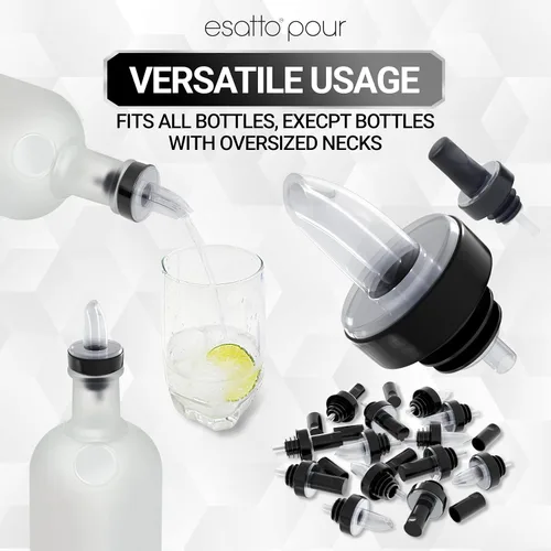 Vista 3 de Esatto - Porta condimentos para bar, bandeja de guarnición refrigerada con tapa para bar, 4 insertos de 1/2 pinta, con 12 vertedores para botellas