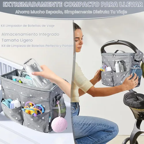 Vista 7 de Limpiador de cepillo eléctrico portátil con caja de almacenamiento, kit 4 Gris