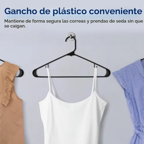 Vista 6 de SereneLife Paquete de 10 perchas de plástico negro para almacenamiento