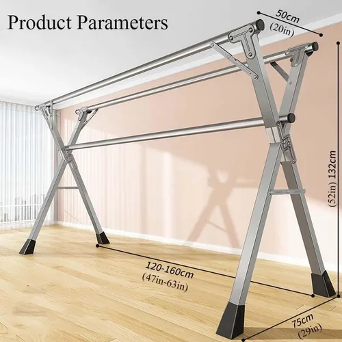 Vista 7 de YSUEFIJO Perchero de secado de ropa pequeño plegable, estante plegable para secar al aire libre, longitud ajustable que ahorra espacio, estante