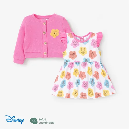 Vista 7 de Disney Vestido de bebé para niñas, 2 piezas, sin mangas, conjunto de cárdigan de manga larga de 3 a 24 meses