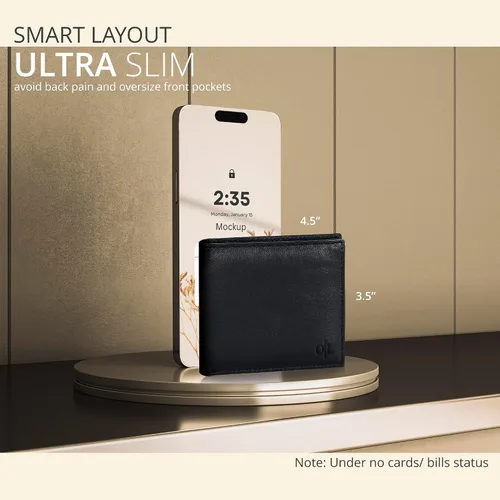 Vista 41 de Carteras RFID delgadas para hombres - Cartera de bolsillo frontal de piel genuina