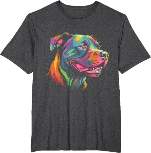 Vista 20 de Pit Bull Mom Dog Lover Colorido Artistic Pitbull Owner - Camiseta para mujer, Negro