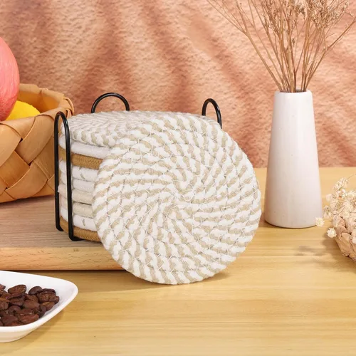 Vista 2 de Billbotk Juego de 10 posavasos bohemios para bebidas, juego de posavasos absorbentes para decoración del hogar, decoraciones de otoño para el hogar