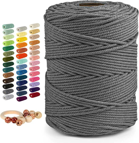 Vista 8 de Munzong - Cuerda de macramé color verde ejército, 5 mm x 109 yardas, cuerda de algodón natural hecha a mano colorida de 100 m, cuerda de macramé