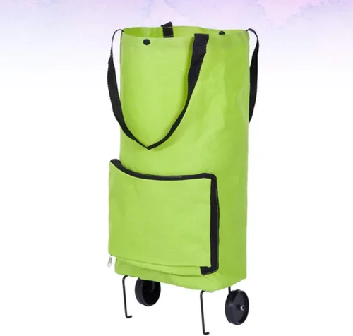 Vista 9 de Carrito de compras plegable con ruedas, carrito de comestibles plegable sobre ruedas, carrito de compras, bolsa de compras extensible con ruedas