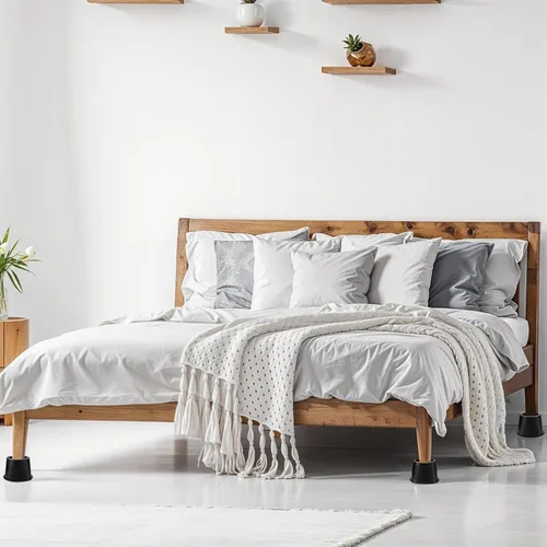 Vista 6 de Paquete de 6 elevadores de muebles de 4 pulgadas, elevadores de cama resistentes para mesa, escritorio, sofá, gabinete, marco de cama, dormitorio