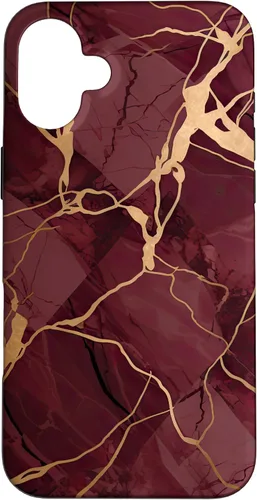 Vista 22 de iPhone 16 Burgundy and Yellow Metamorphic Pattern Case