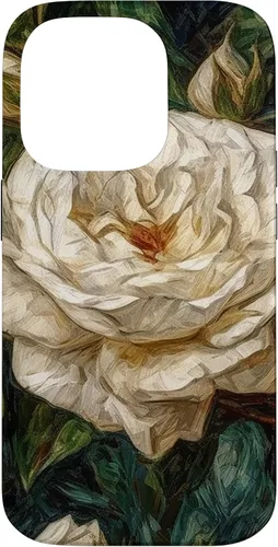 Vista 17 de iPhone 16 Van Gogh Art White Flower White Roses Case