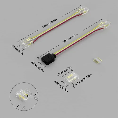 Vista 9 de PAUTIX Conectores de 0.394 pulgadas para CCT COB LED Tira de luz LED Kit de conexión de extensión de terminal sin soldadura, 4 conectores