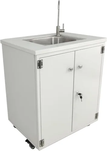 Vista 3 de Gabinete de acero Fregadero portátil Fregadero autónomo Estación de lavado de manos Fregadero móvil Fuente de agua Fuente de agua 110V/12V