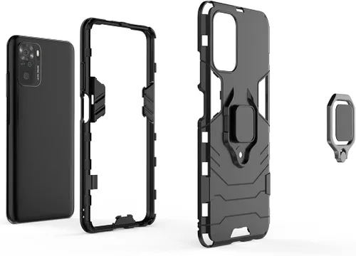 Vista 4 de MaiJin Compatible con Xiaomi Mi Redmi Note 10, Redmi Note 10S, soporte de anillo de metal a prueba de golpes