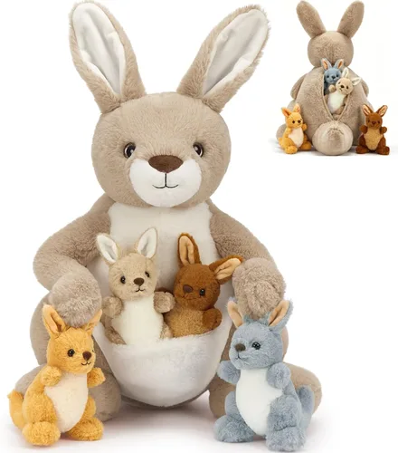 Vista 9 de MaoGoLan - 4 piezas de animales de peluche de leopardo con bebés, guepardo a granel Multicolorido