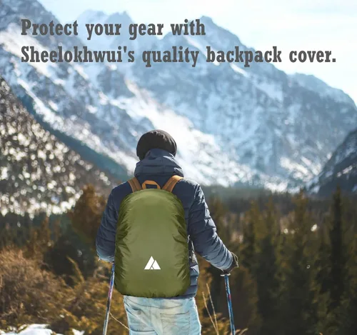 Vista 2 de Cubierta impermeable para mochila de lluvia (15-90L), cubierta de nylon resistente con sistema de cierre doble ajustable actualizado y bolsa