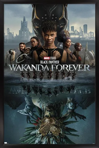 Vista 8 de Marvel Black Panther: Wakanda Forever - Póster de pared de una hoja, 22.4 pulgadas de largo x 14.7 pulgadas de ancho, versión enmarcada de madera