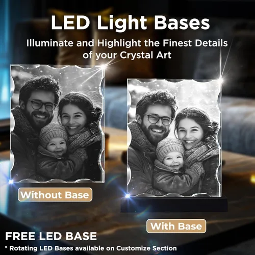 Vista 5 de CAPTUR3D Foto de cristal de alta calidad con base de luz LED, regalos conmemorativos personalizados para mamá, papá, esposa, hombres, seres