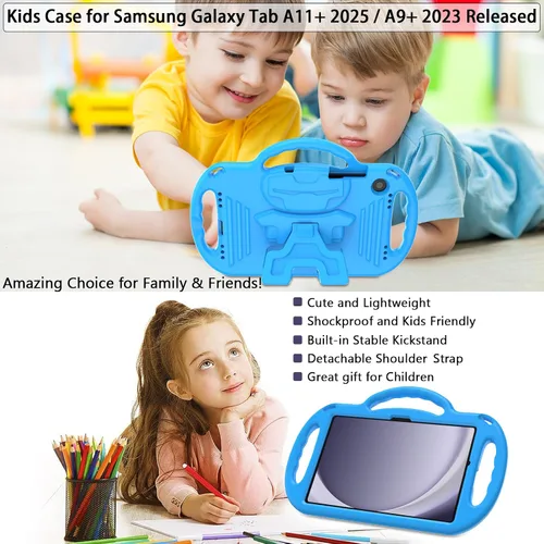 Vista 2 de LTROP Funda para Samsung Galaxy Tab A11 Plus 2025 / A9 Plus 2023 de 11 pulgadas con asa de correa para el hombro y soporte, funda a prueba de golpes