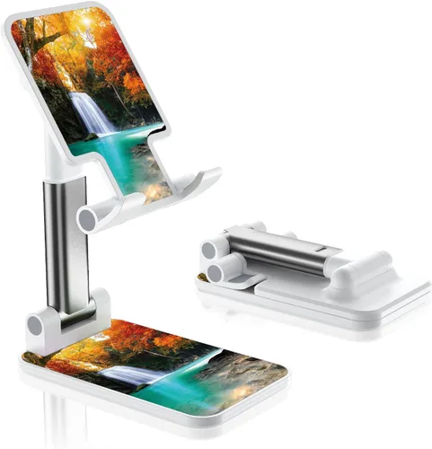 Vista 10 de Soporte de teléfono plegable para escritorio - Soporte de teléfono celular de ángulo ajustable - Adecuado para iPhone, Samsung - Flor negra
