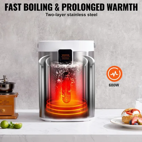 Vista 20 de VEVOR Dispensador de agua caliente, caldera y calentador de agua ajustable de 4 temperaturas, calentador de agua de encimera de acero inoxidable